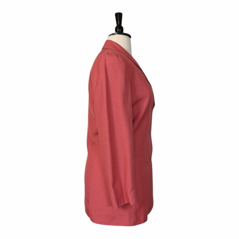 Talbots Vintage Linen Blend Three Button Long Blazer Coral Pink Women’s Size 14 - Picture 3 of 11